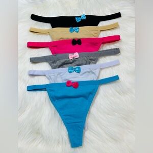 Set of 6 Women's Bow Accent Panties thong - Multi-Color Set